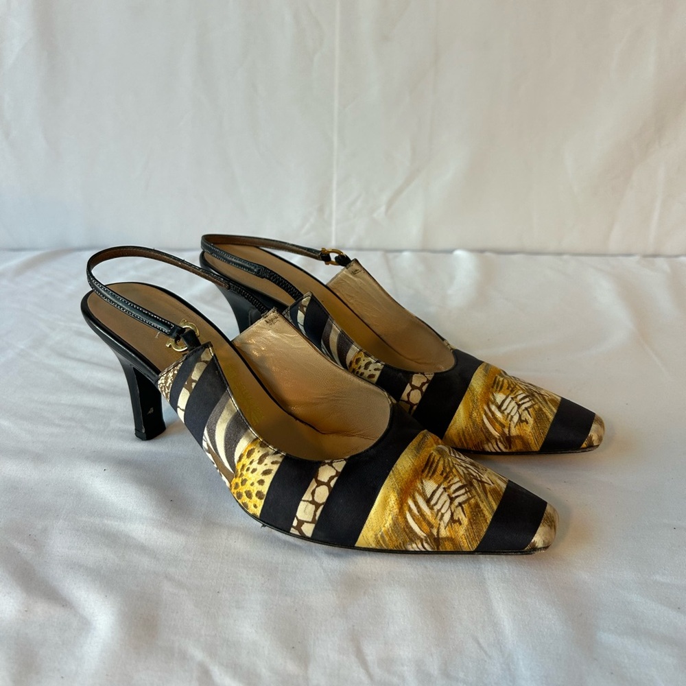 Salvatore Feraggamo animal print sling back heels